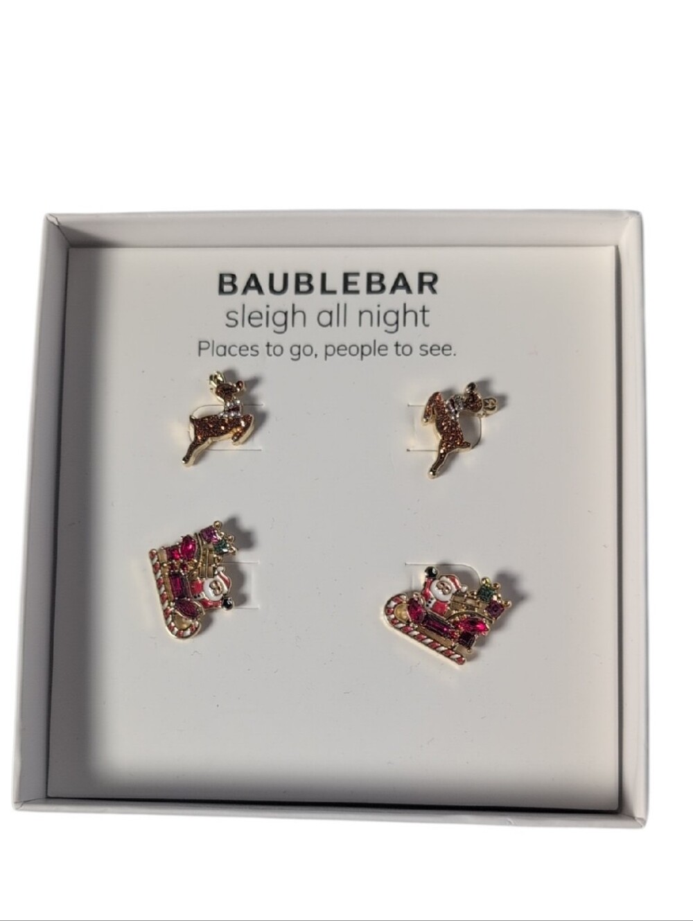 BaubleBar Christmas Holiday Stud Earrings 2 Pairs
